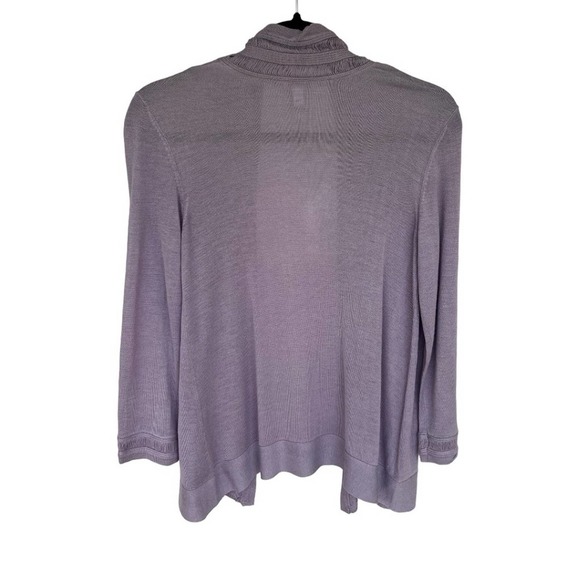 Chico’s women’s Open Front lightweight 100% Silk Knit Cardigan Lavender small - Picture 2 of 5